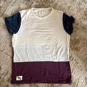 Colorblock T-Shirt with Navy and Burgundy Accents